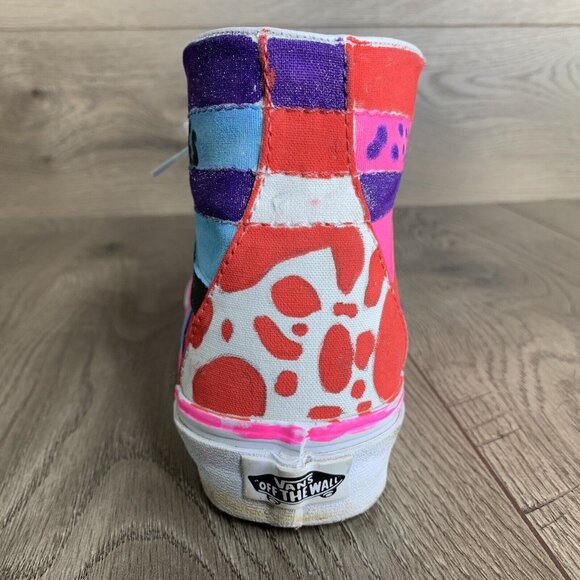 Vans High Top Womans Size 7 Custom Painted Pink Gold Purple Light Blue - Picture 9 of 16